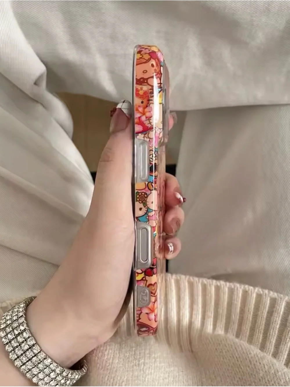 Hello Kitty Floral Pattern Pink Phone Case -  Iphone 17 pro max